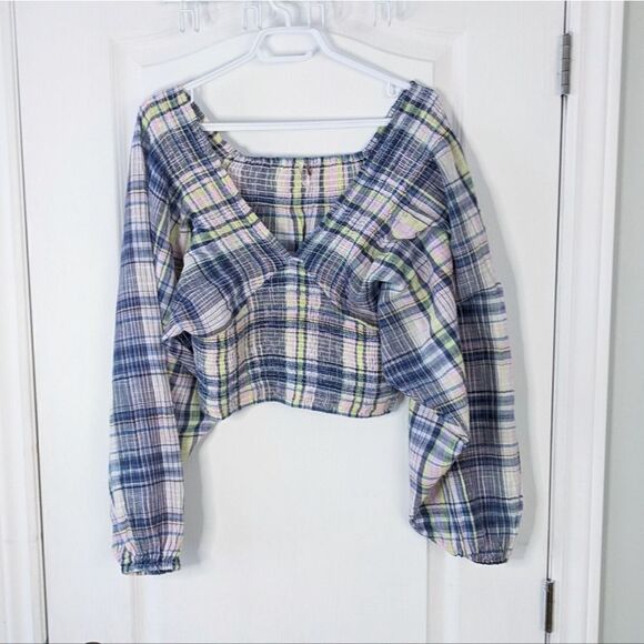 Free PEOPLE marlena plaid top small @L1 - Picture 9 of 10